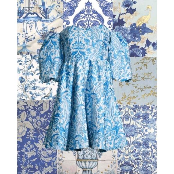 Mestiza New York Poco Poof Tapestry Mini A-Line Dress Blue Pockets Sz 2 - Picture 5 of 16